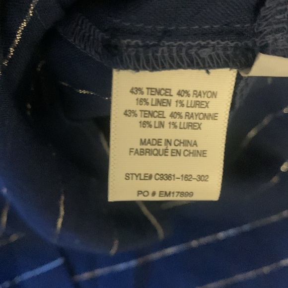 Cloth & Stone Navy Metallic Striped Linen Blend Button Down Shirt Size L - Picture 7 of 9